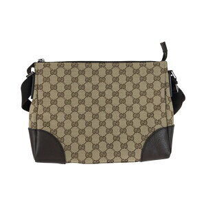 Gucci GG Bag Brown Leather Shoulder Tan Beige Canvas
